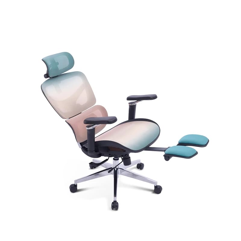 Sedia da ufficio ergonomica Braccioli regolabili Poggiatesta Supporto lombare Sedia da ufficio da gioco girevole direzionale premium con poggiapiedi