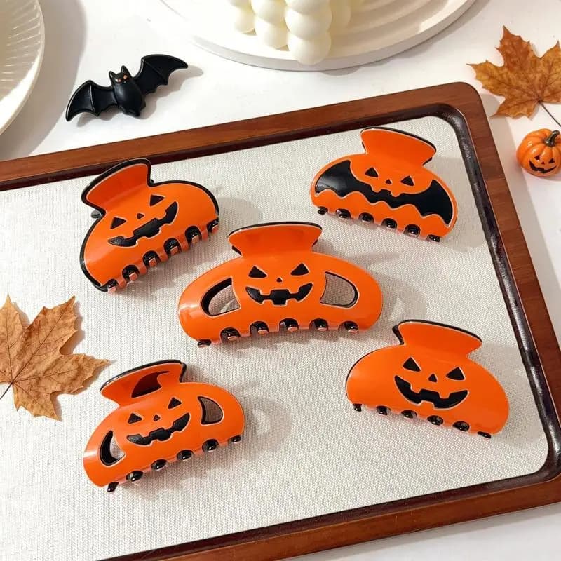 Cute Halloween Pumpkin Hair Claw Clips With Non Slip Grip Perfect For Halloween Parties Cosplay Daily Hair Styling