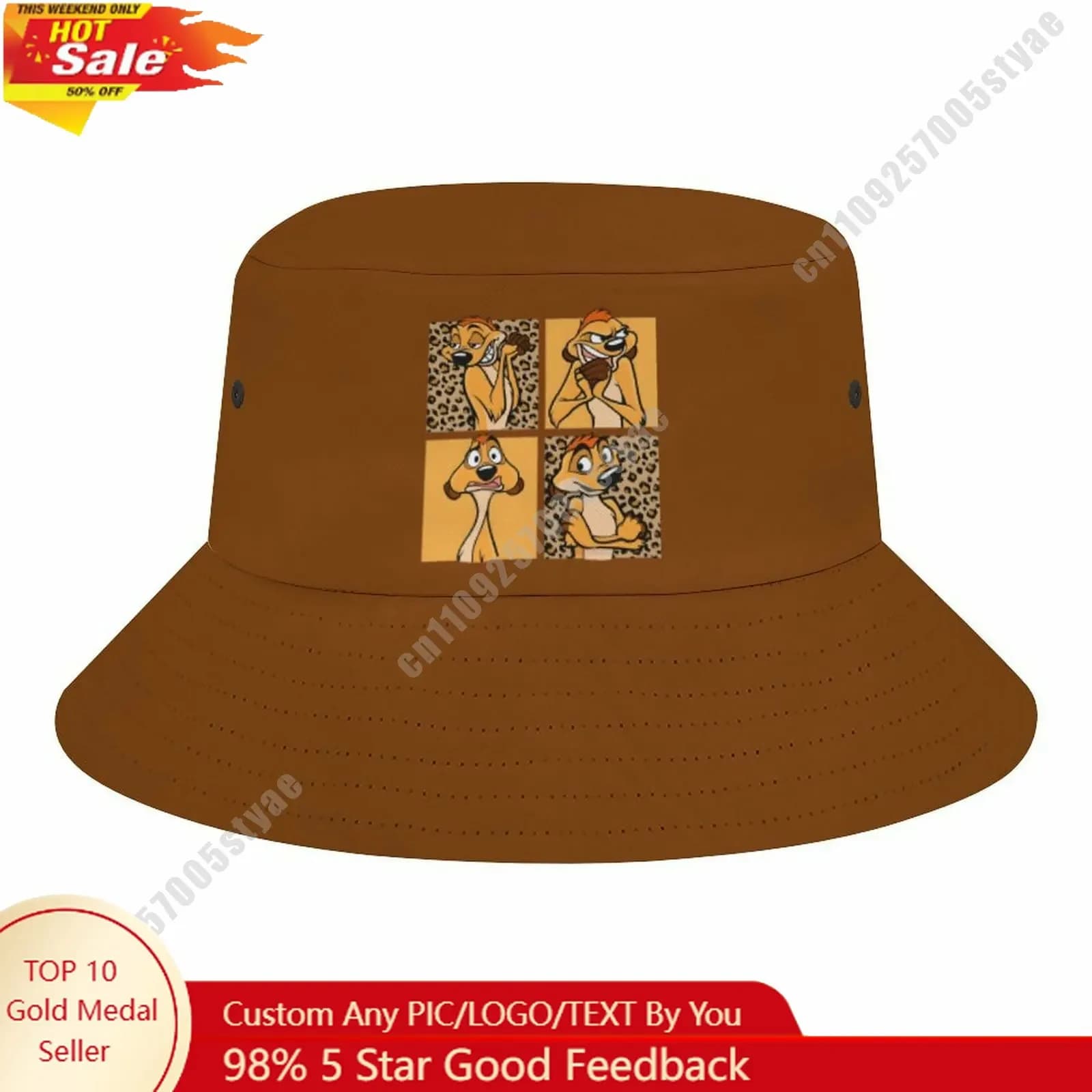Cappello da pescatore Timon Disney Cartoon, personalizzabile con il tuo design grafico, regalo per le vacanze, protezione solare, cappello alla moda