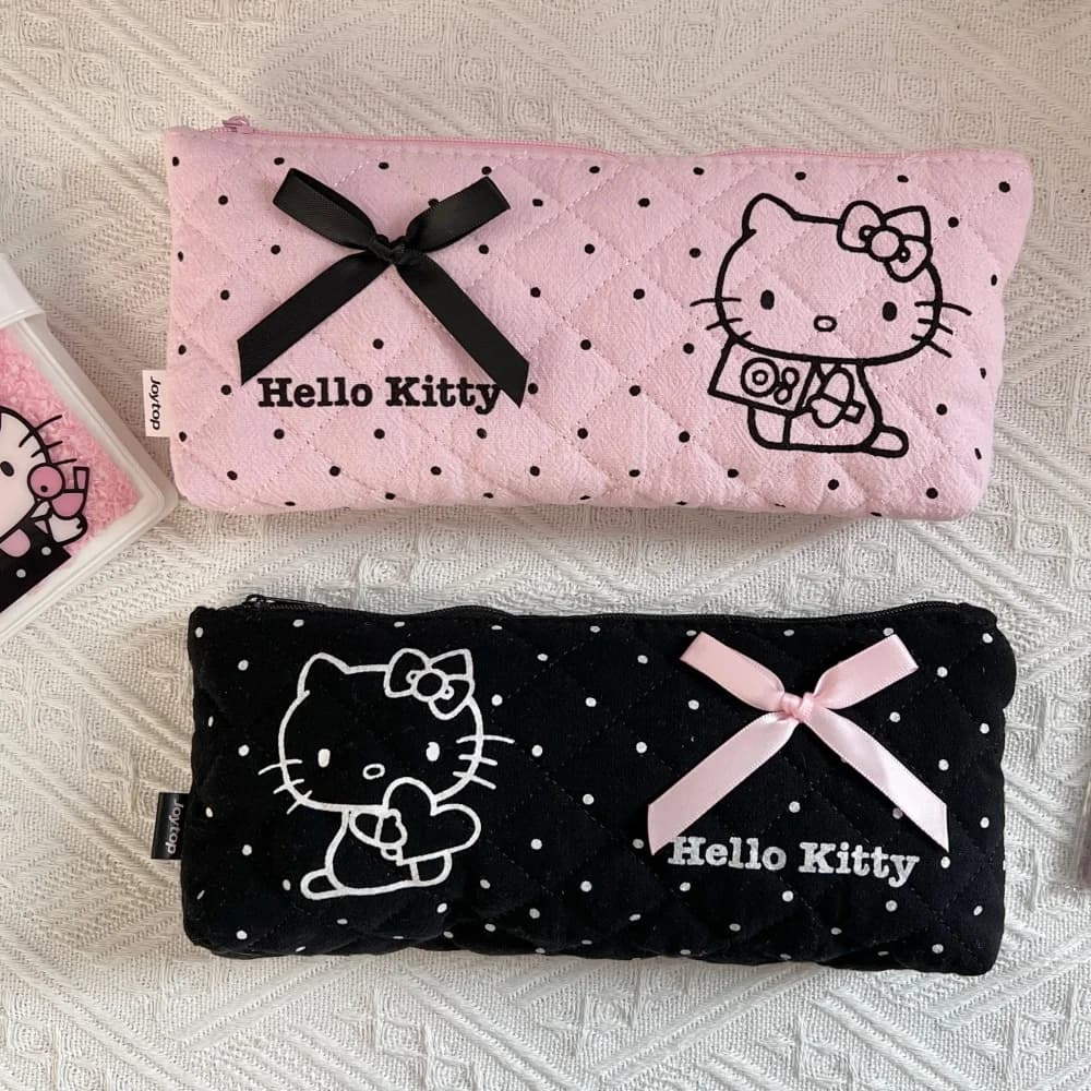 Astuccio in tessuto originale Sanrio Hello Kitty, astuccio portatile per studenti, borse portaoggetti multifunzionali con cartoni animati, regali per ragazze