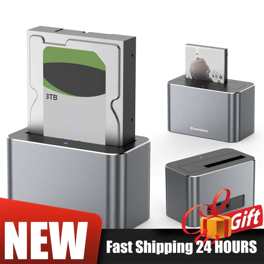 Docking Station Esterna USB 3.0 5Gbps per Hard Disk SATA SAS 2.5/3.5 Pollici HDD SSD Fino a 20TB con Funzione Auto Sleep e Prestazioni Stabili e Sicure