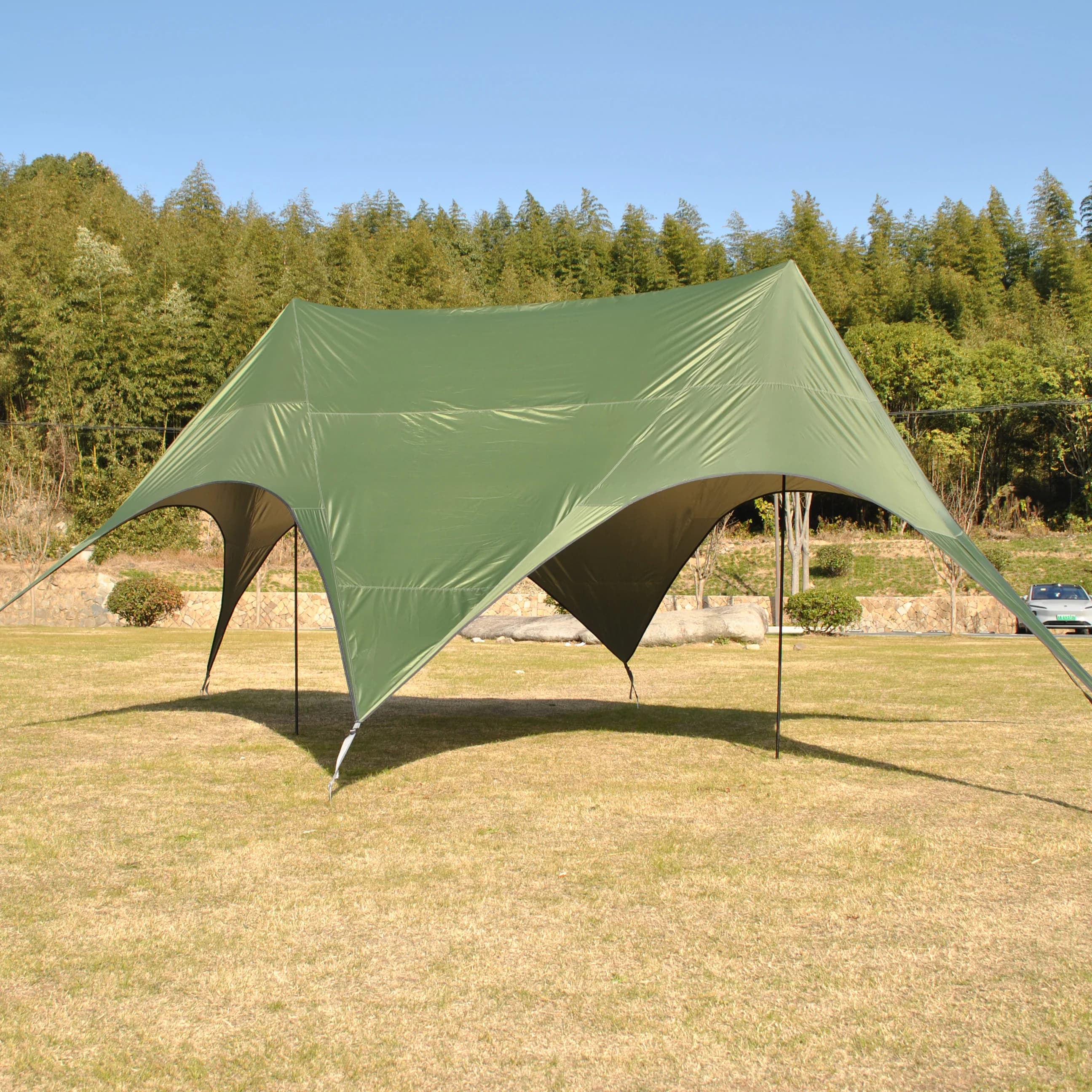 Camping Tarp with Poles,Extra Large Waterproof Tarp Tent Awning, Hammock Rain Fly Sun Shelter for Camping, Beach, Picnic,Outdoor