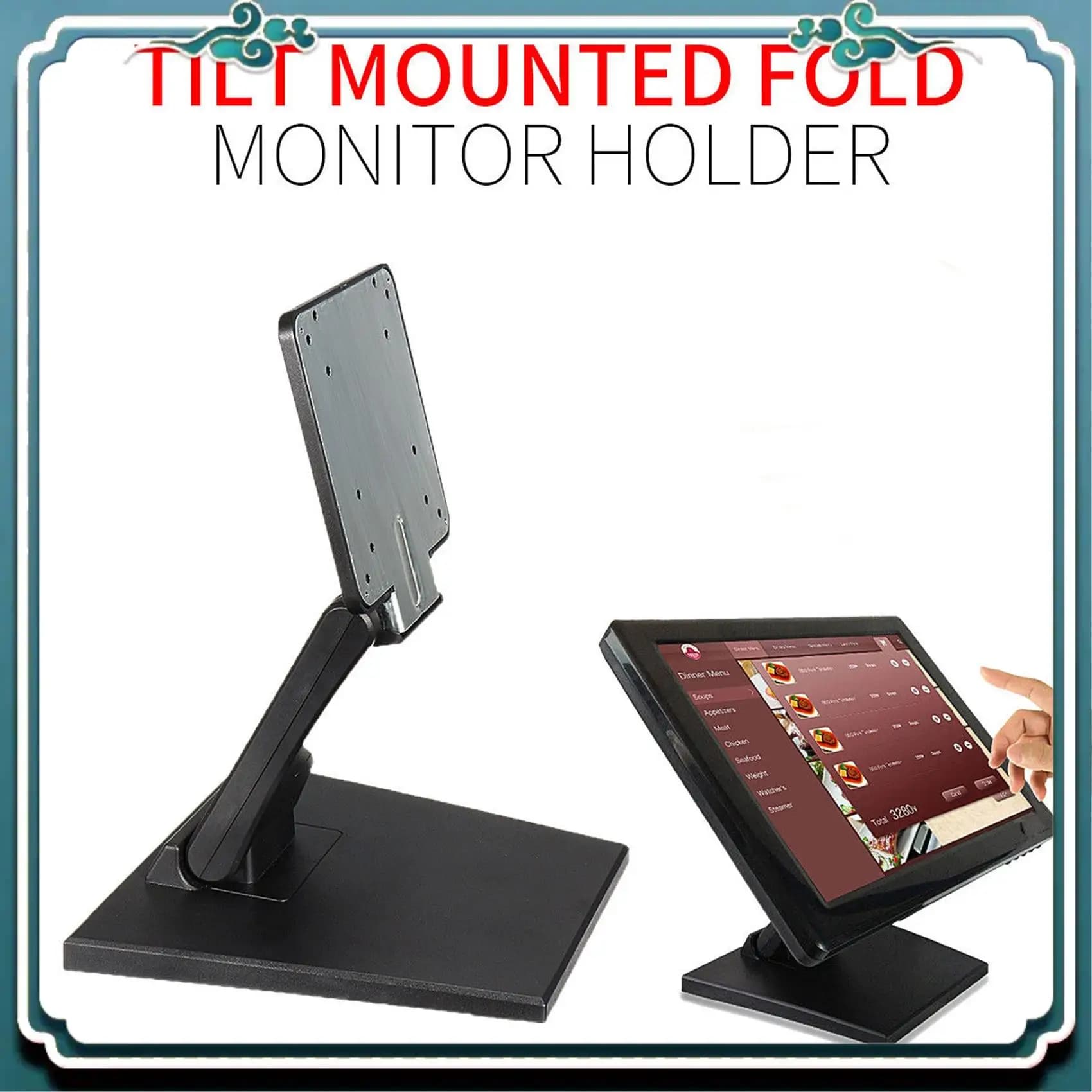 ABSK-2X Tilt Mounted Fold Monitor Holder Vesa 10Inch-27Inch Lcd Display Press Screen Stand