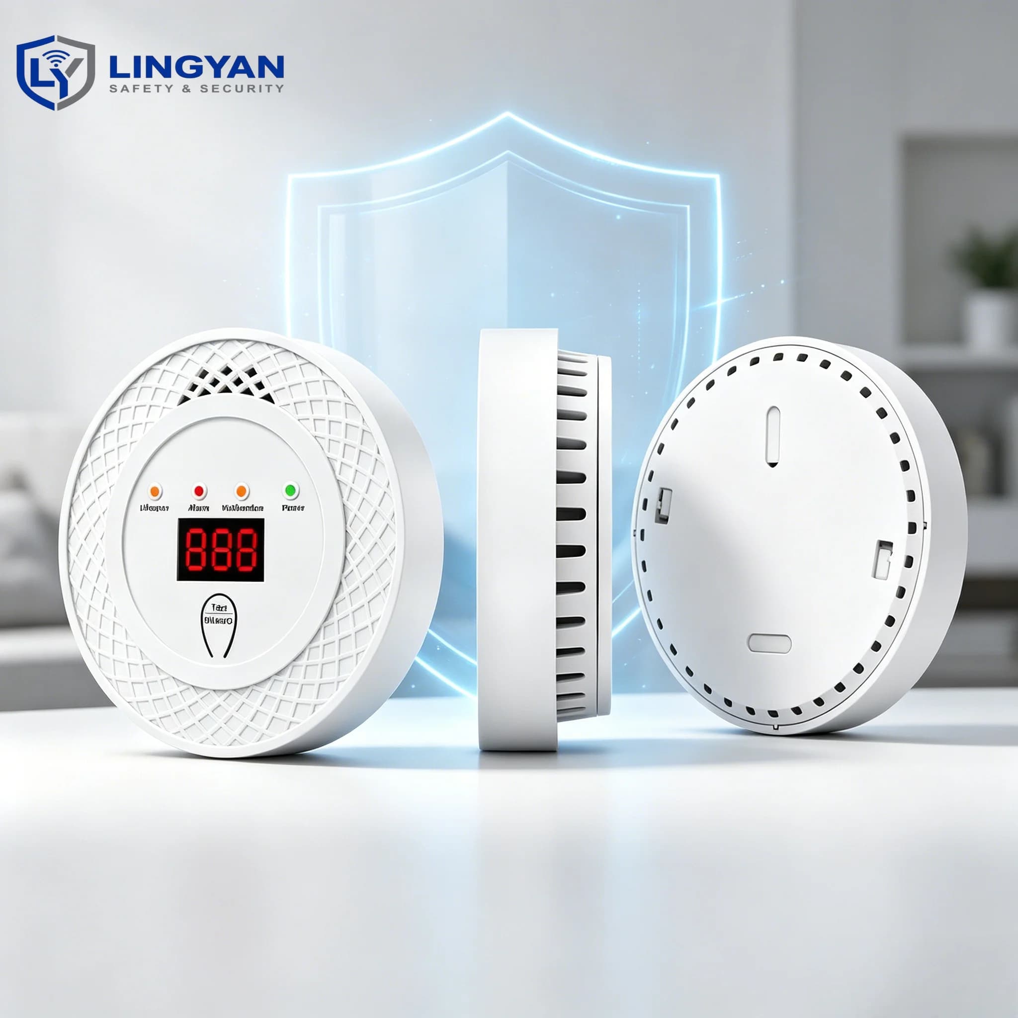 Indoor Safety CO Alarm, LED digital display, 85dB sound light warning, no battery needed for household use