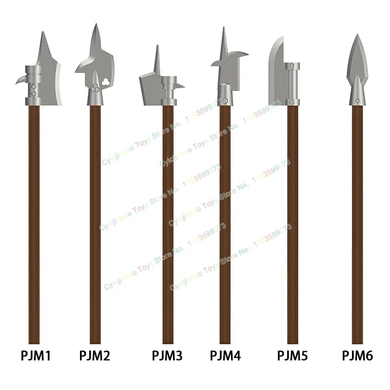 PJM1-6 Accessorio Lancia Lunga Medievale, Mattoncini per Costruzioni, Action Figure, Giocattoli Creativi per Bambini, Regali