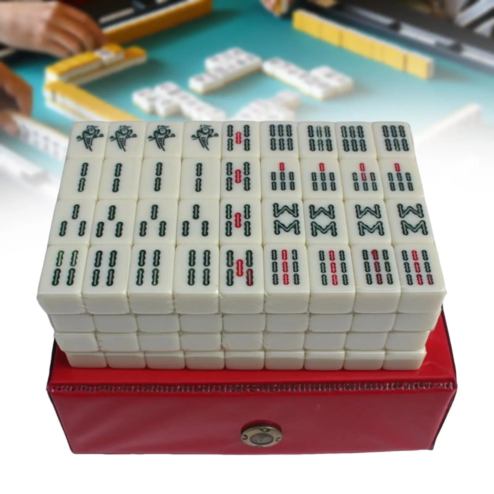 Set da Gioco Mahjong Mini con Tessere Professionali in Melamina e Valigetta per Intrattenimento all'Aperto e al Chiuso