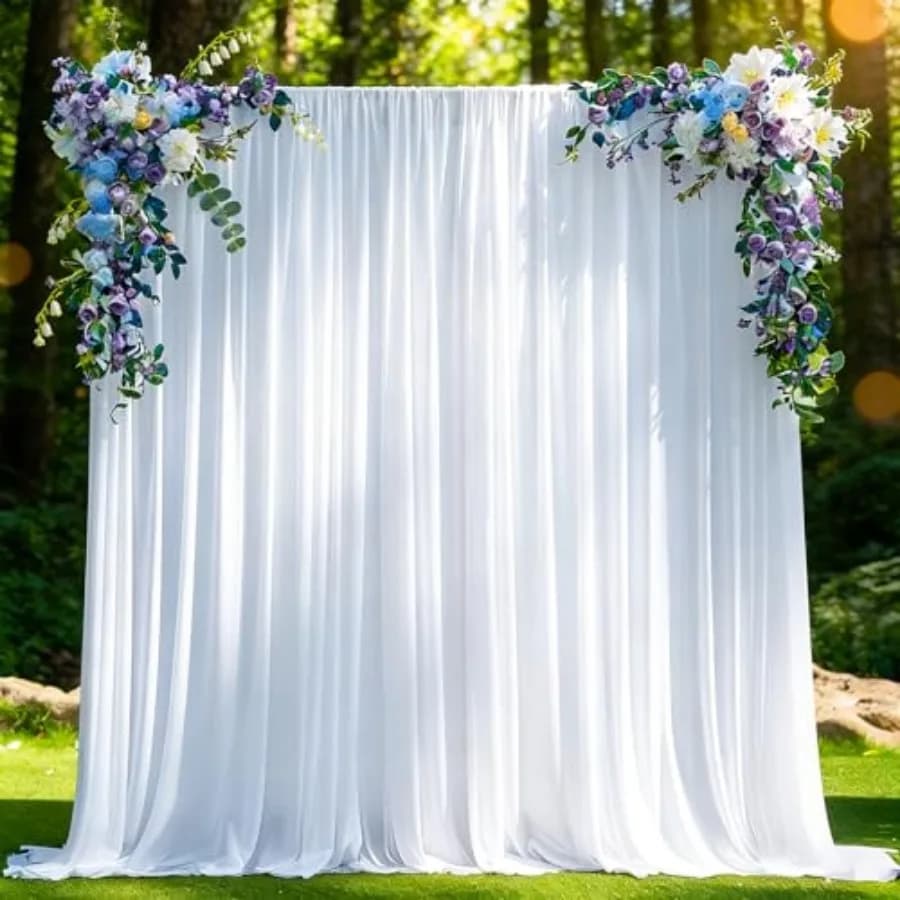 0x0ft White Backdrop Curtain for Parties Wedding, Curtain Backdrop for Parties Back Drop for Photoshoot Wedding Photo Backdrops