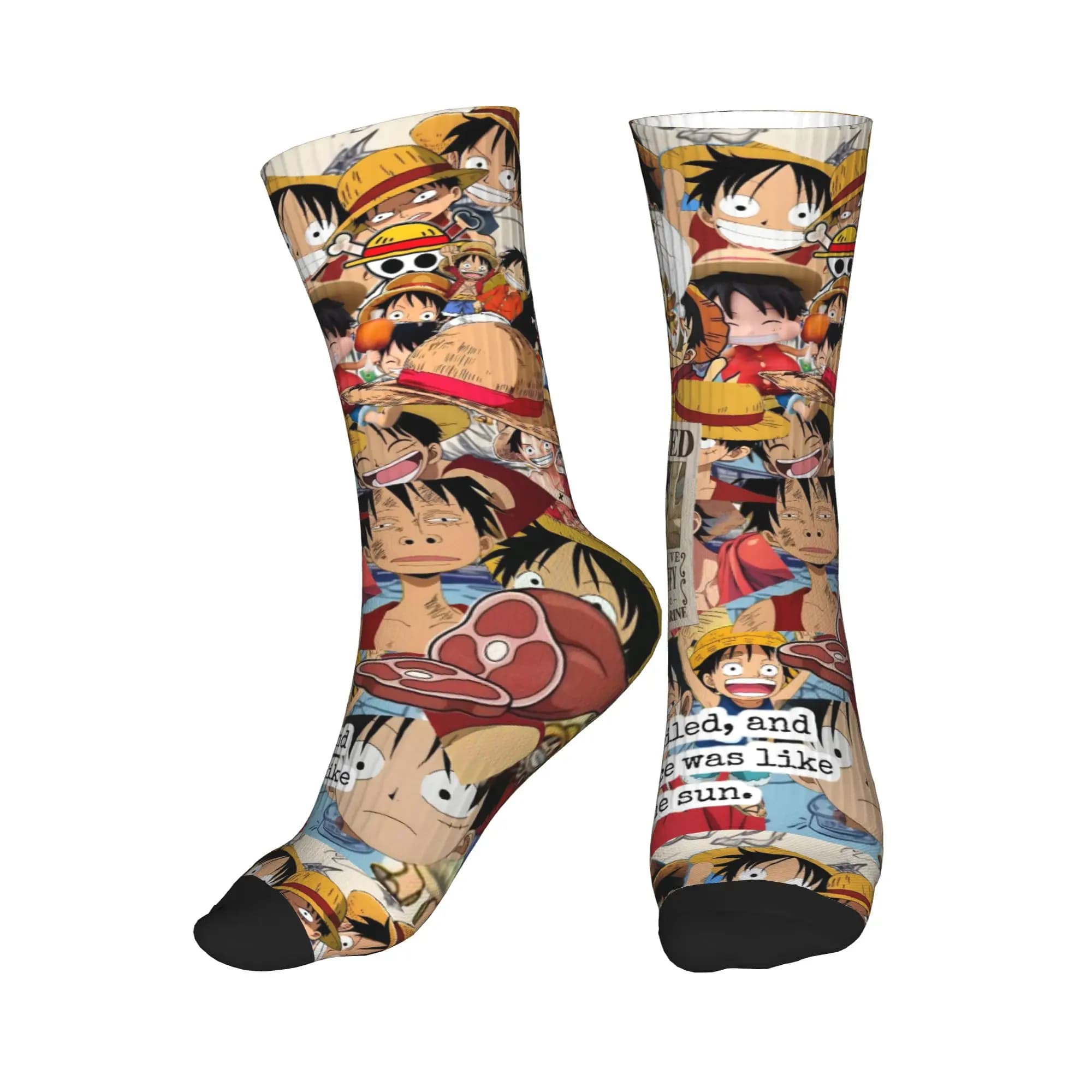 Calzini Luffy con stampa divertente Anime One Piece Pirate King per donna Uomo Calzini elasticizzati per l'estate autunno inverno