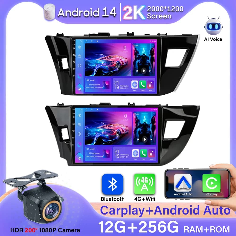 Screen Android 14 Auto Multimedia Navigation GPS Auto Car Radio Video Stereo For Toyota Corolla 11 2012 - 2016 No 2din Carplay