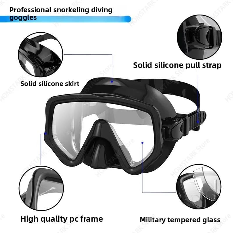 Semi‑Dry Silicone Snorkel Diving Mask Set, Adult Swim Goggles with Breathing Tube for Snorkeling Diving Outdoor Sports Accessory