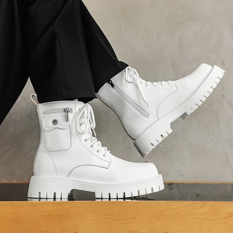 2025 Trend Men's Boots Sneakers Outdoor Fashion High Top Men's Casual Street Style Booties Men's Leather Casual Shoes