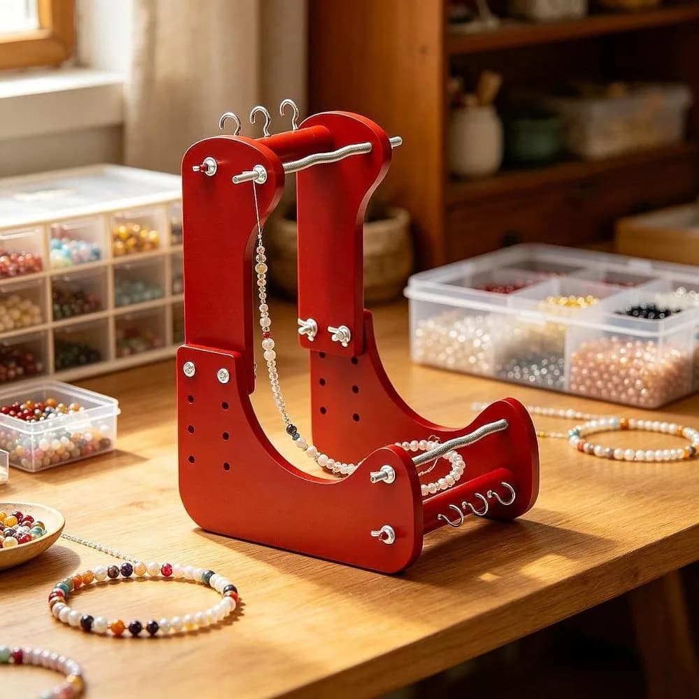 Adjustable Wooden Beading Loom, DIY Jewelry Bracelet Making Tool, Hand Bead Weaving Machine for Bracelets Necklaces