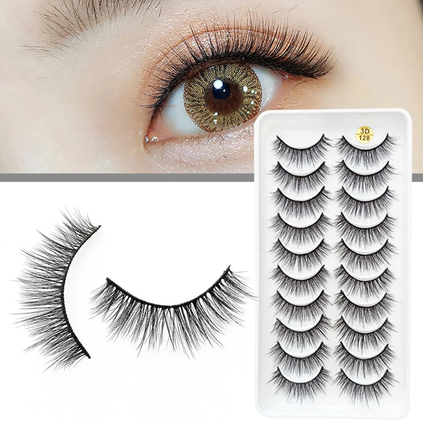 Fake 3D 10 pairs synthetic fiber, natural volume, light and comfortable
