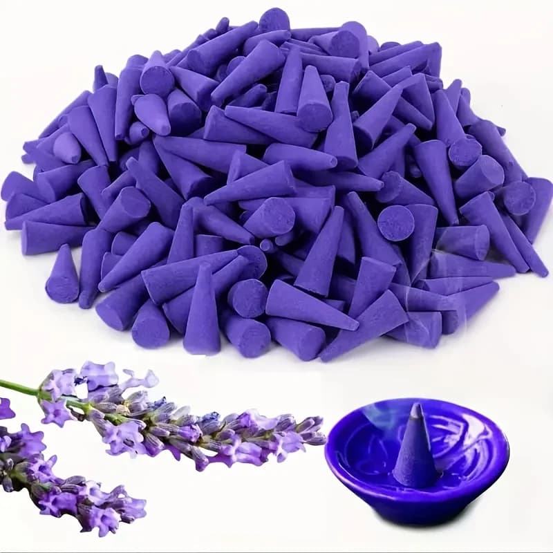 50/100/200 coni di incenso alla lavanda, coni profumati a forma di pagoda, infusi con olio essenziale di lavanda, adatti per meditazione e yoga, convenienti per la casa, viaggi all'aperto, hotel o decorazioni per l'ufficio
