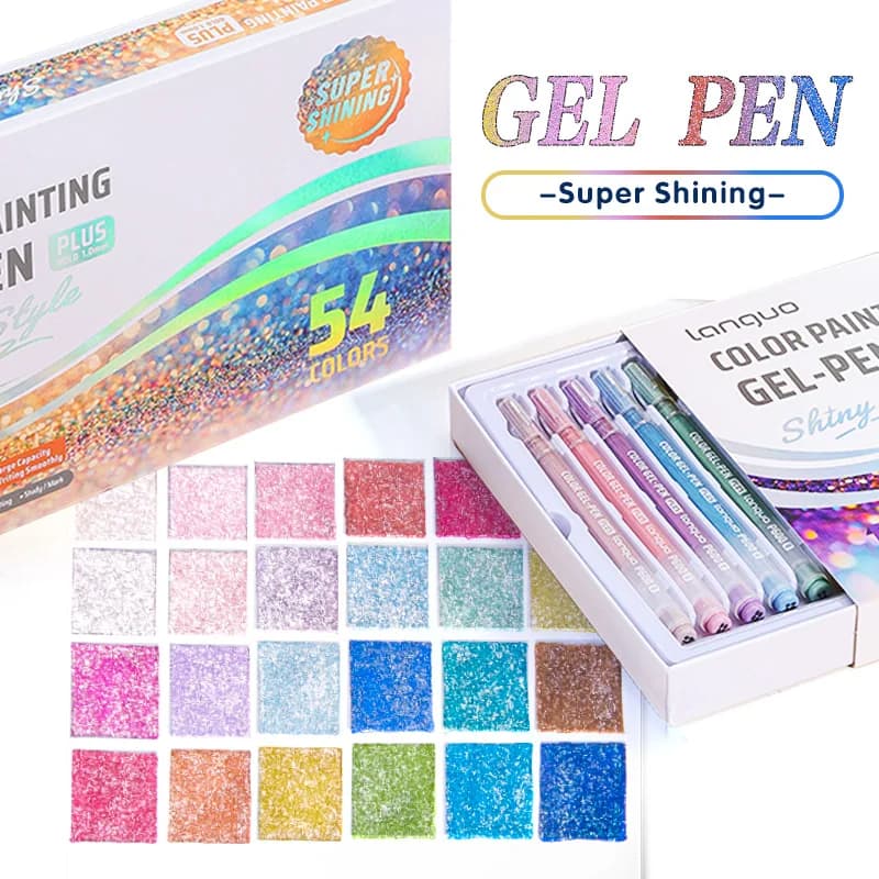 Set of Sparkling Gel Pens Languo 1.0mm, Glitter Pens for Scrapbooking, Diary, Graffiti, Painting, Drawing, Artistic Tools, Chancellery