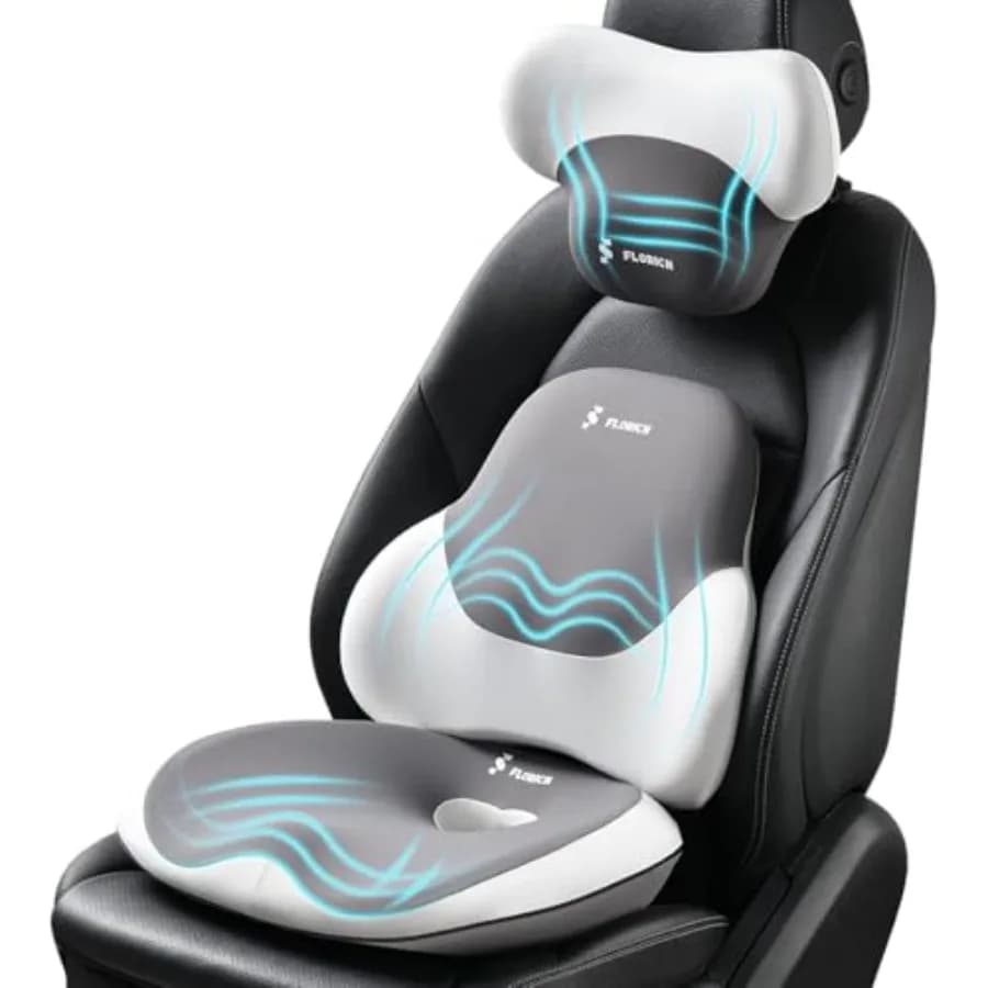 Cuscino per sedia da ufficio e sedile auto con supporto lombare in memory foam al 100% per alleviare la pressione, grigio