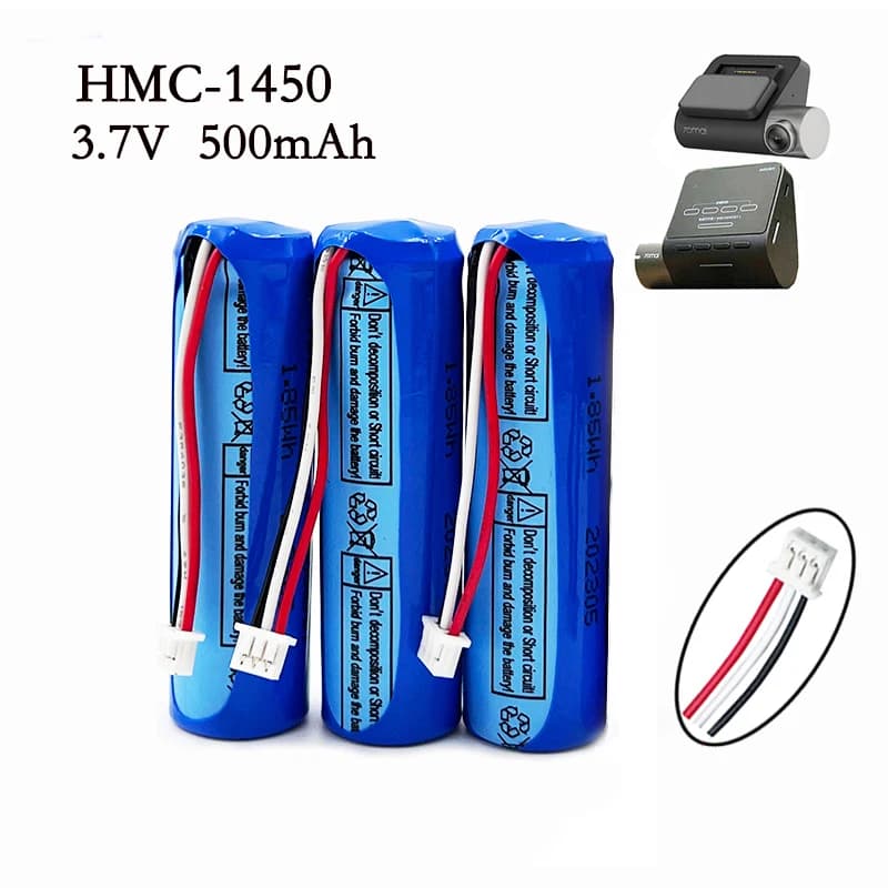 Litio battery hmc1450 3.7V 70mai, Dash Cam Pro replacement, Video Recorder for Auto, DVR Accessories, 500mAh
