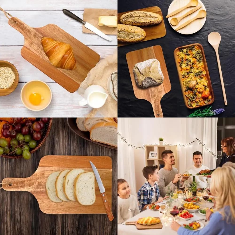 Taglieri in legno di acacia set da 18, 12x6 pollici, con manico, ideali per uso cucina - Charcuterie, Pizza, Pane, Formaggio, Frutta