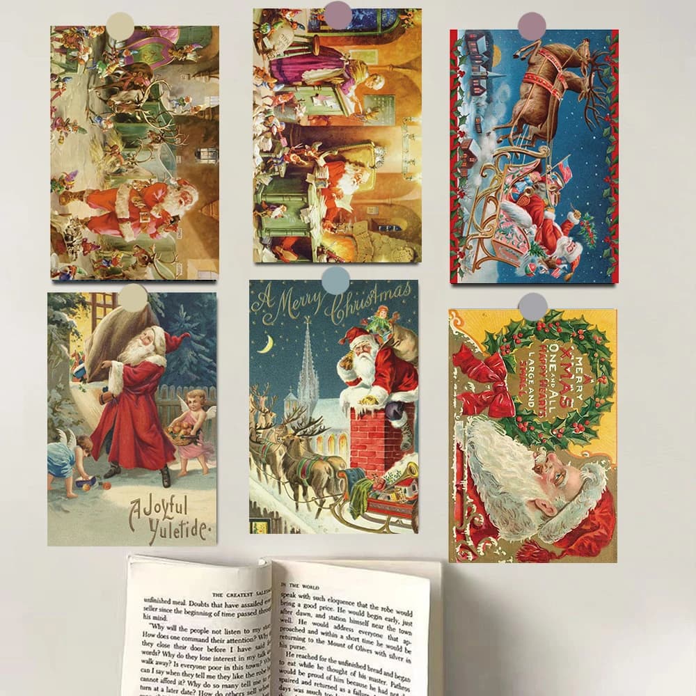 10 pezzi regalo di natale adesivo Poster Nostalgia Harajuku Happy Festival Laptop Skateboard Coffee Merry Christmas Wall Card