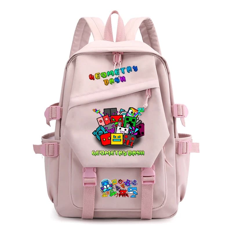 Zaino stampato Geometry Dash da donna, borsa da scuola multitasca, zaino casual da uomo per laptop, zaini da scuola per adolescenti, borse da scuola per ragazze