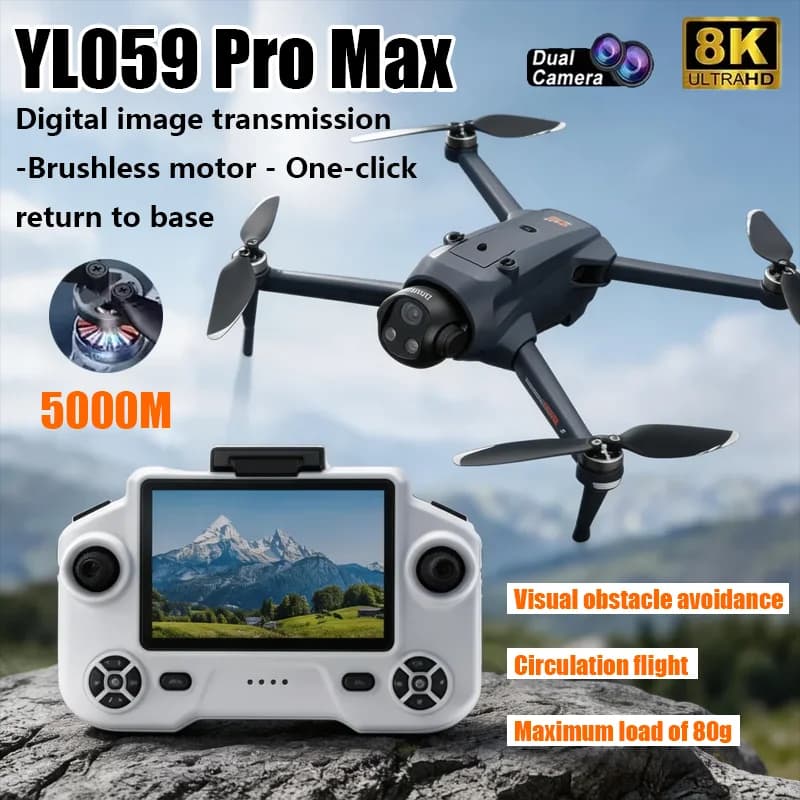 Droni GPS YL059 8K Pieghevoli Mini Quadricotteri RC con Evitamento Ostacoli Intelligente, Video HD in Diretta, Volo Stabile, Velivoli Portatili per Foto Aeree