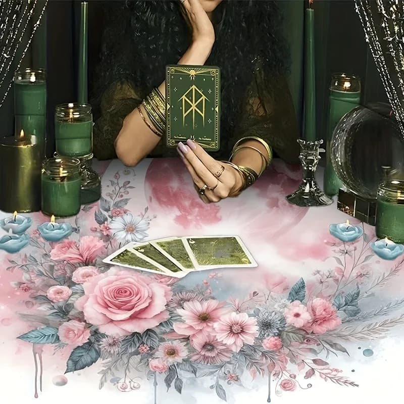 Tovaglia per Tarocchi con Motivi di Farfalle, Fasi Lunari e Floreali, Panno per Altare, Astrologia, Divinazione, Decorazione Casa, Tappetino per Lettura Tarocchi, Decorazione Altare