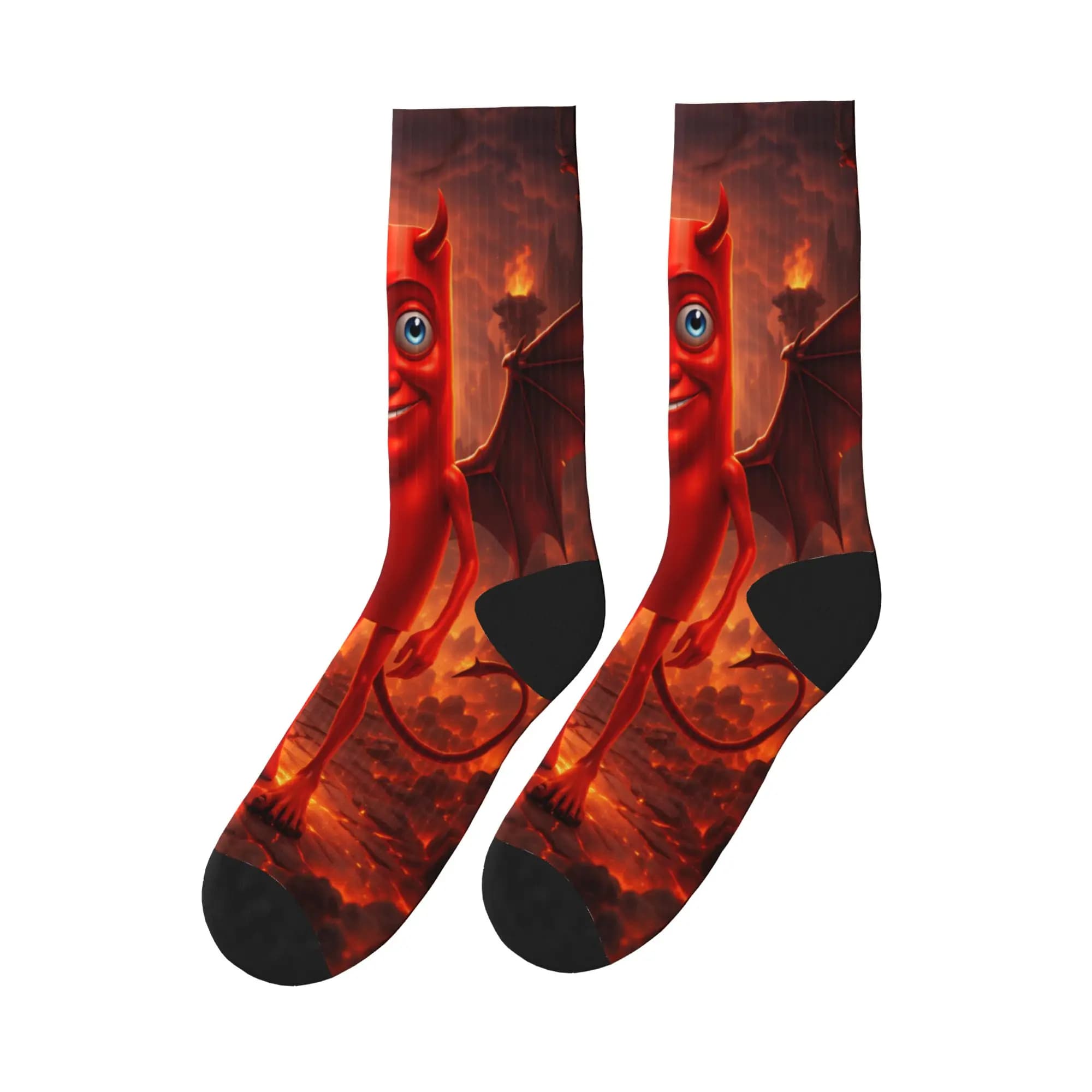 Tung Tung Sahur Devil Demon Meme Meme Socks Calze con motivo antiscivolo Calze unisex da uomo Comode calze primaverili eleganti da skateboard