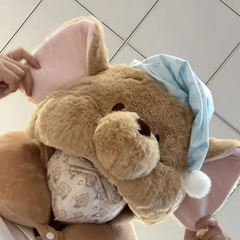 Cuscino da Viaggio con Cappuccio Winnie The Pooh, Simpatico Cartone Animato Roo il Canguro, per Aereo, Ufficio, Pisolino, Regalo
