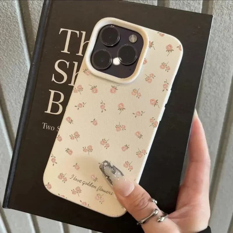 Pink Flowers Lichee Pattern Silicone Phone Case For iPhone 16 Pro Max 15 14 13 12 11 XS Max XR 15 16 Plus Shockproof Soft Cover