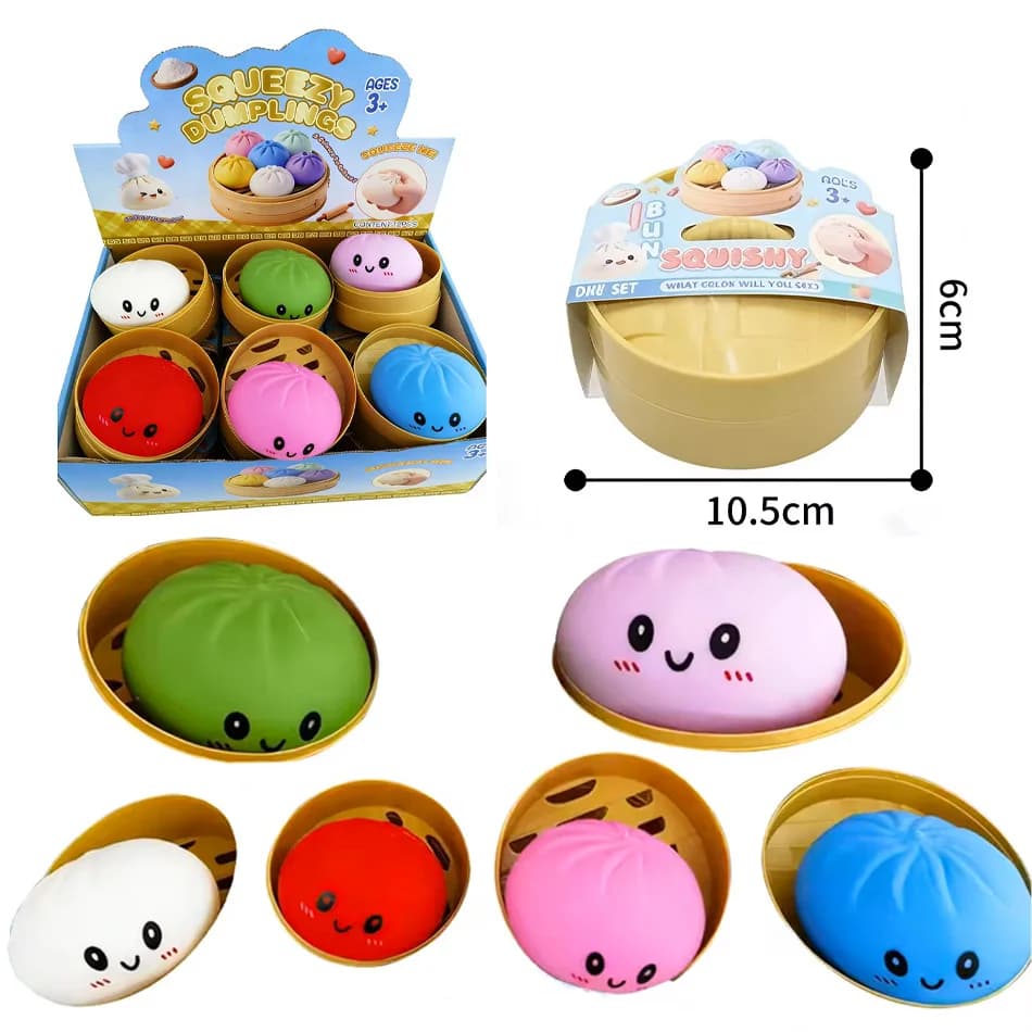 Squishy Antistress Colorati a Forma di Raviolo, Giocattoli Sensoriali Fidget, Simulazione Cibo, Squishies a Forma di Panino con Vapore, Palline Spremibili in Pasta, Regali