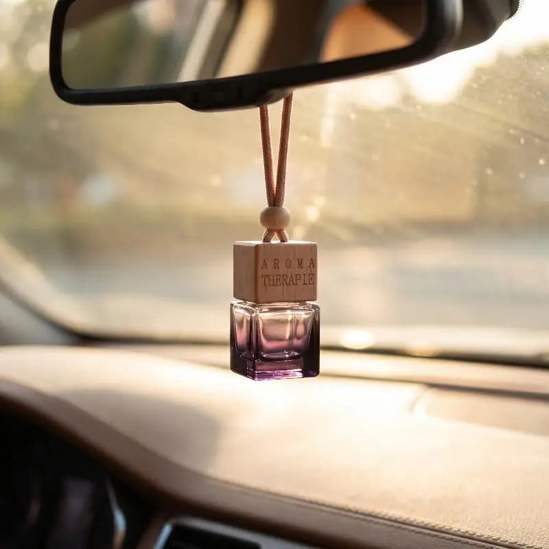 8ML Empty Glass Car Air Freshener Pendant Bottle with Wooden Cap Refillable Essential Oil Diffuser for Car Decor