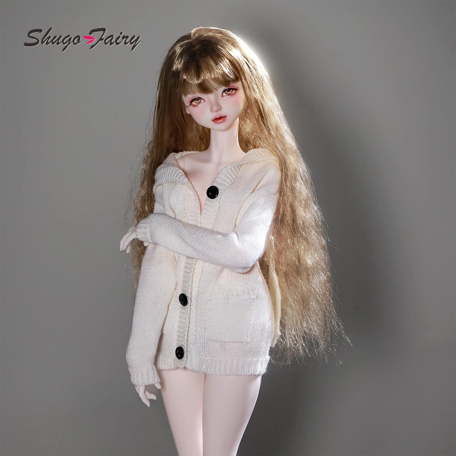 ShugaFairy Liano I Ball Jointed Doll FullSet - Set Completo BJD con Cardigan in Maglia con Cappuccio e Scarpe, Stile Coreano Lazy Sisters Look