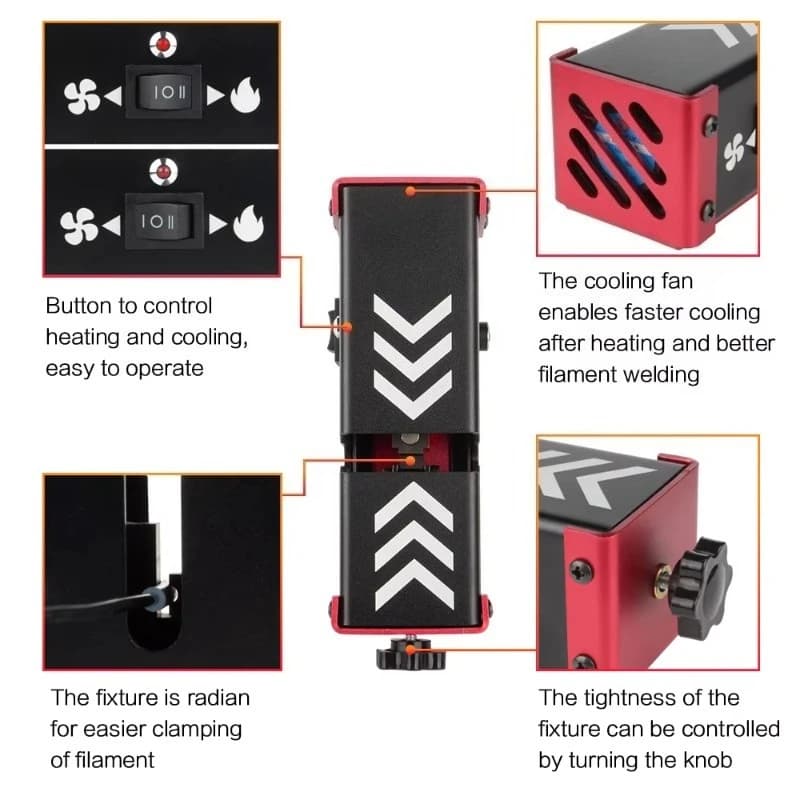 3D Printer Filament Connector Welder Splicer 1.75MM Welding Joiner Clamp Tool PLA/ABS/PETG/PA/PC Material CN/GUA Model
