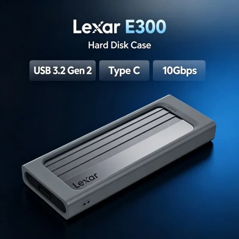 Lexar E300 M.2 SSD Enclosure USB 3.2 Gen 2 Type C Mobile External Hard Disk Case for 2230 / 2242 / 2260 / 2280 NVMe SSD