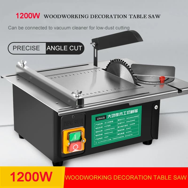 Mini 1200W table saw decoration for woodworking chainsaw sliding table saw for domestic use multifunction cutting machine
