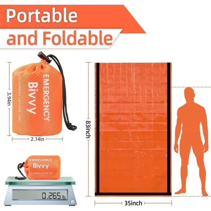 Emergency Sleeping Bag, Survival Sleeping Bag, Bivvy Bag, First Aid Blanket, Waterproof, Emergency Blanket, Hot Tube