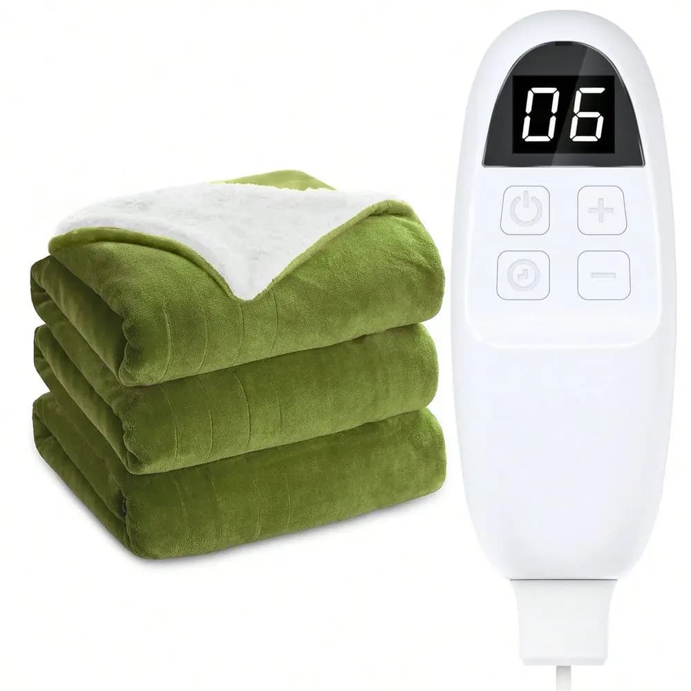 Coperta Elettrica Lavabile in Lavatrice, Morbida Coperta in Flanella, Coperta Riscaldante a Riscaldamento Rapido con 4 Impostazioni Timer, 6 Livelli di Calore