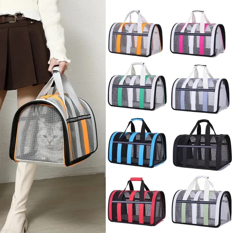 Borsa da gita per gatti traspirante Pet dog Summer cross outdoor travel portatile pieghevole piccola e media gabbia per cani mesh