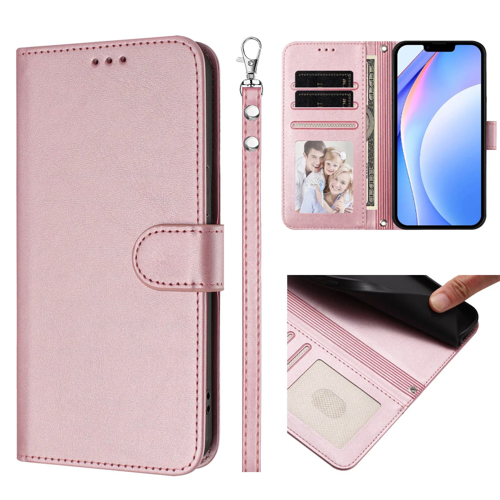 Custodia a portafoglio RFID per iPhone 14 13 12 11 Pro Max XS Max XR SE 7 8, Cover a libro con porta carte di credito per uomo e donna