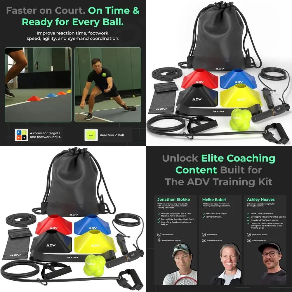 ADV V2 training kit: Tennis training equipment, for exercises and exercises – Includes jump rope with counter, resistance B
