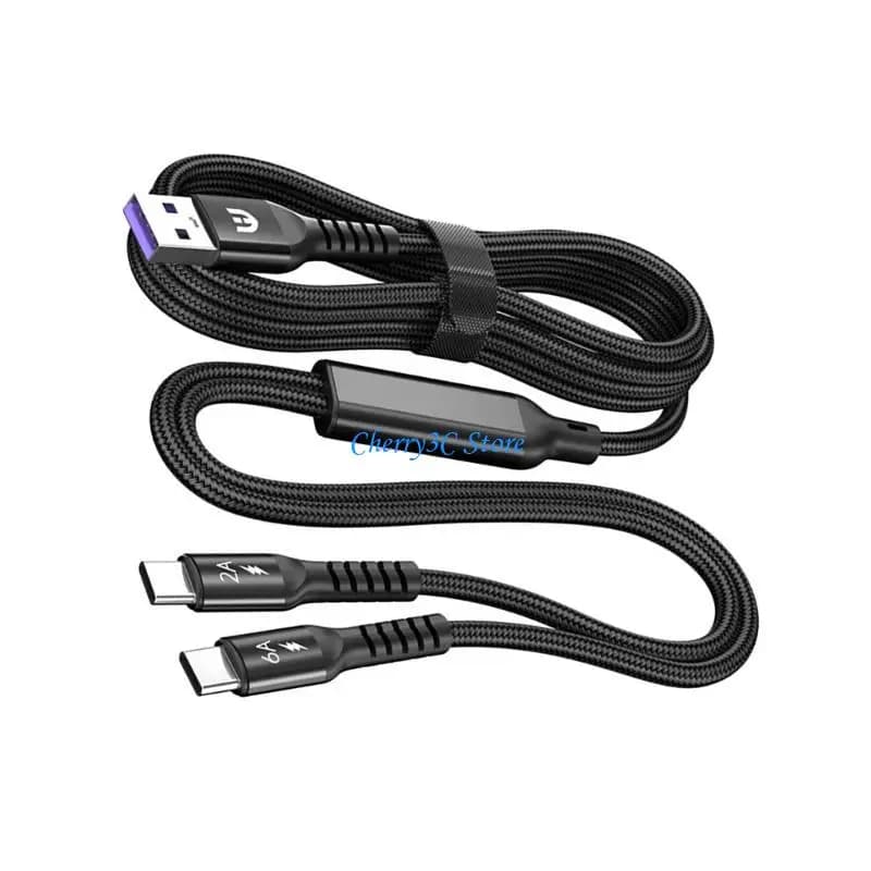 83ce Multi USB C Cavo 2 in 1 Cavo ricarica tipo C multiplo 6A Slizia doppia USB C Nylon Cavo USB A a Porta USB C doppia