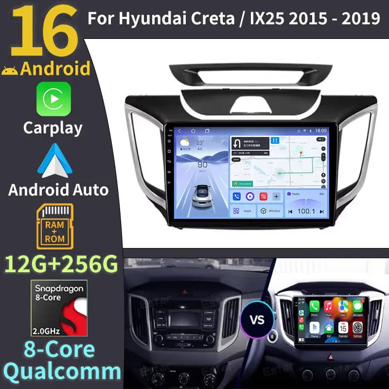 Autoradio Multimediale Android 16 DSP per Auto Hyundai Creta ix25 2015 2016 2017 2018 2019 2Din con Video Carplay WIFI