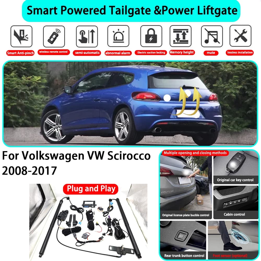 Kit Portellone Elettrico Automatico Intelligente per Volkswagen VW Scirocco 2008-2017, Chiusura con Chiave, Plug and Play