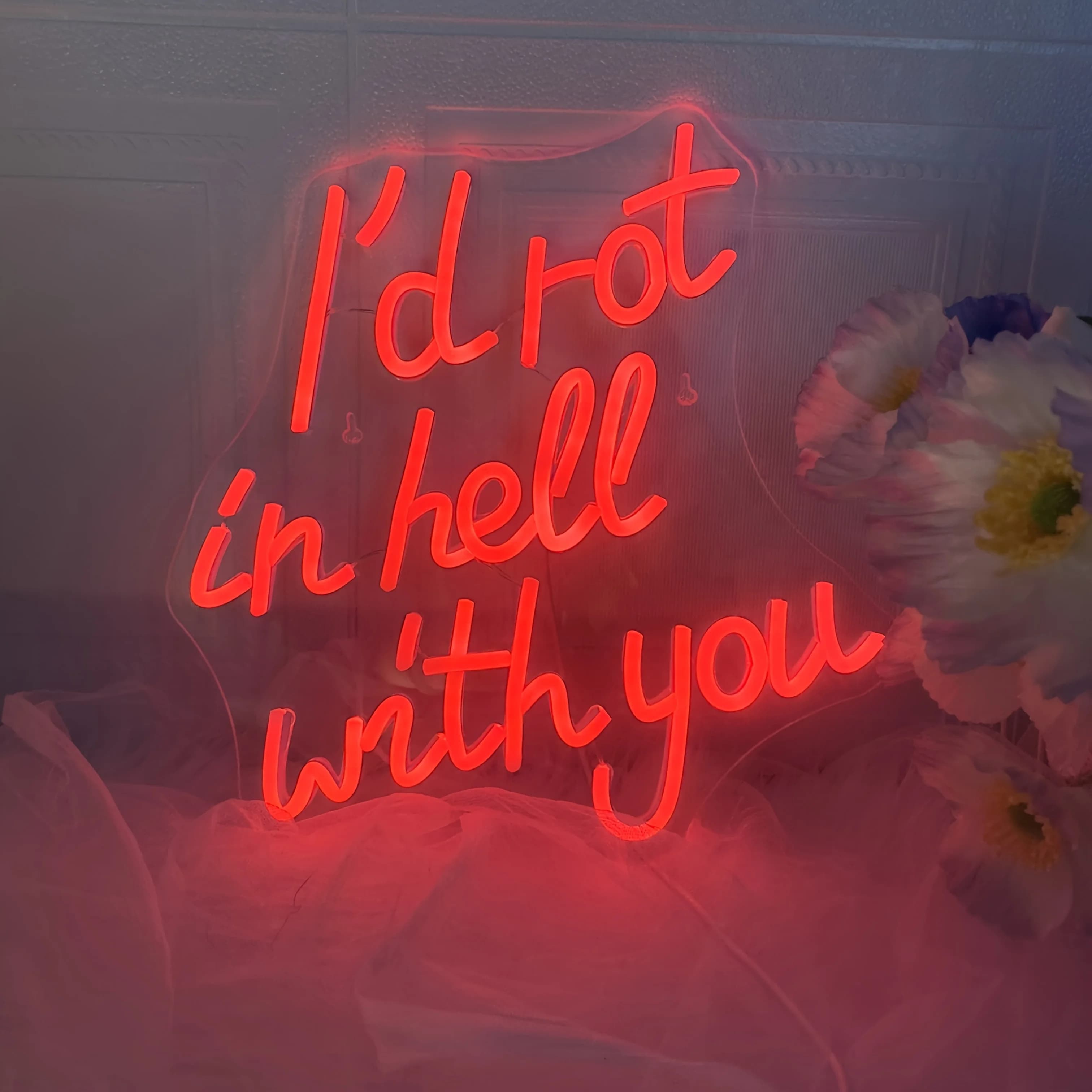 Girato in infierno con te Insegna al neon Luce al neon a LED Alimentazione USB per la festa di Halloween Camera da letto Sala giochi Decorazione da parete Regalo per un amico