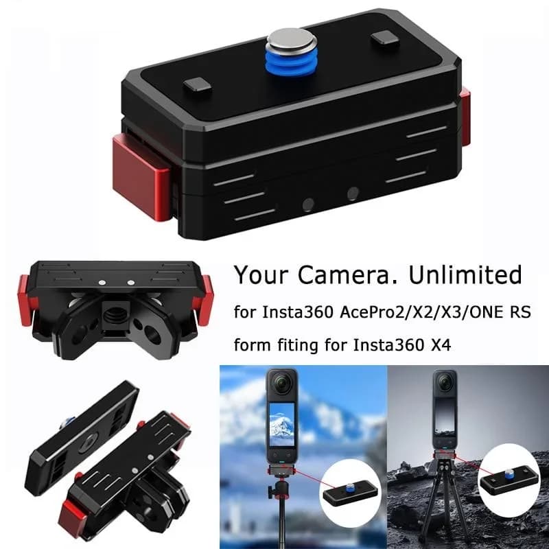 Adattatore Magnetico a Sgancio Rapido per Treppiede, Compatibile con Insta360 X4 1/4 ARRI Anti-Ribaltamento per GoPro Insta 360 Ace Pro2 Action Camera