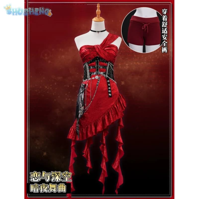 Gioco di eroina Love and Deepspace MC Costume cosplay Parrucca Valzer di mezzanotte Abito rosso Nuovo vestito in pelle Sylus Festa di Halloween Donna Uomo