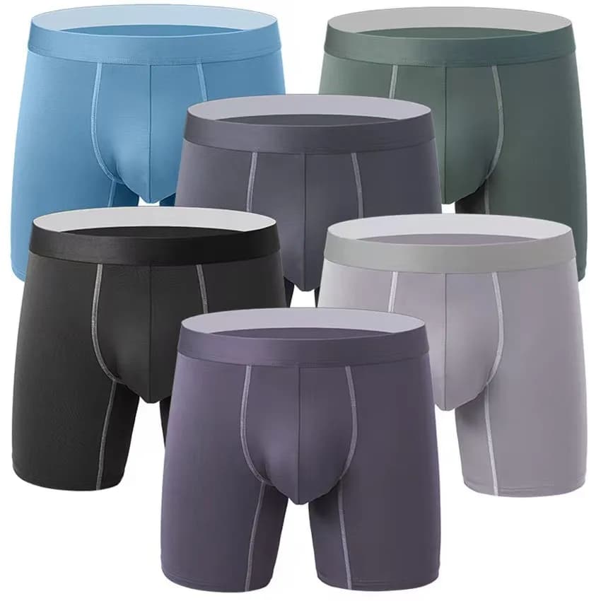 Men’s Boxer Briefs Breathable Soft Stretch Underwear High Elastic Comfortable Plain Color Shorts
