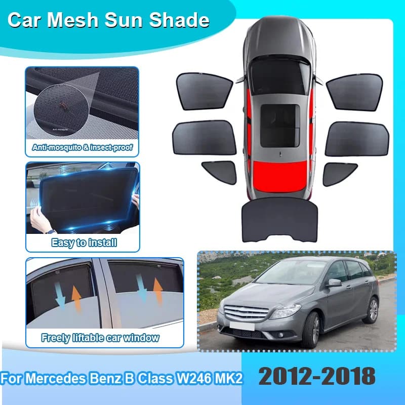 Parasole per finestrini auto per Mercedes Benz Classe B W246 MK2 2012-2018, visiera a rete che blocca i raggi UV, tendina per parabrezza, accessori auto