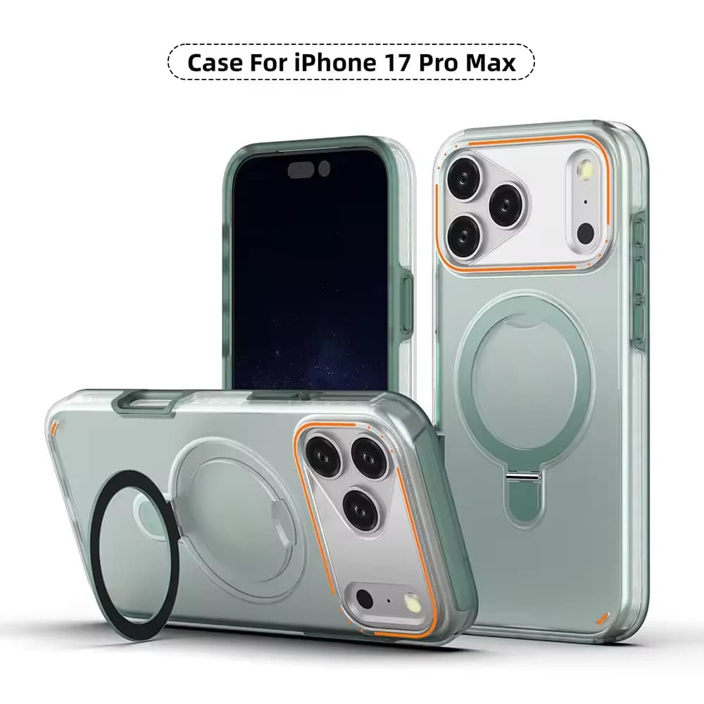 3-in-1 for Magsafe Magnetic Metal Ring Stand Matte Phone Case For iPhone 17 Pro Air 16 Plus 15 12 13 14 Pro Max Protector Cover