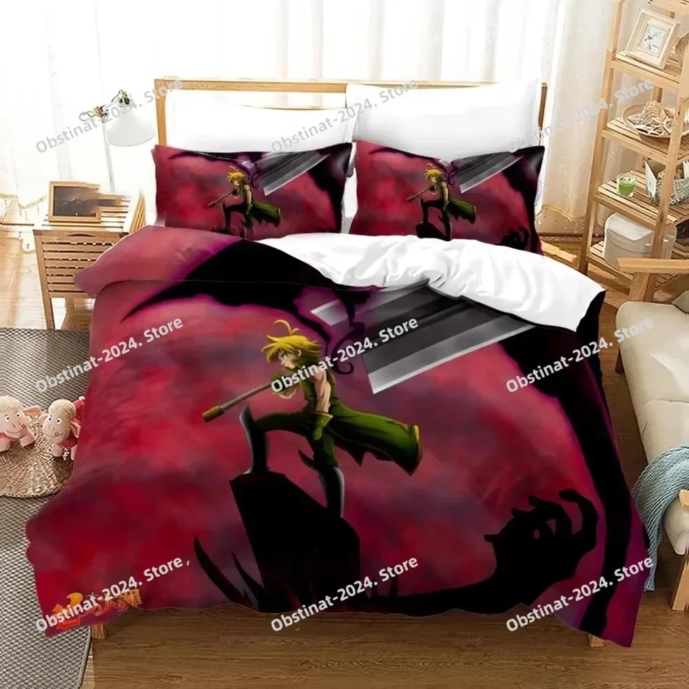 Set biancheria da letto Seven Deadly Sins stampato in 3D Anime Meliodas Copripiumino stampato Federa Singolo Doppio Queen Super King Size Set